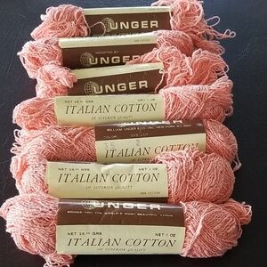 Unger Italian Cotton Yarn in Pink Bundle Of 7 Matching Dye Lot Skein Yarn
